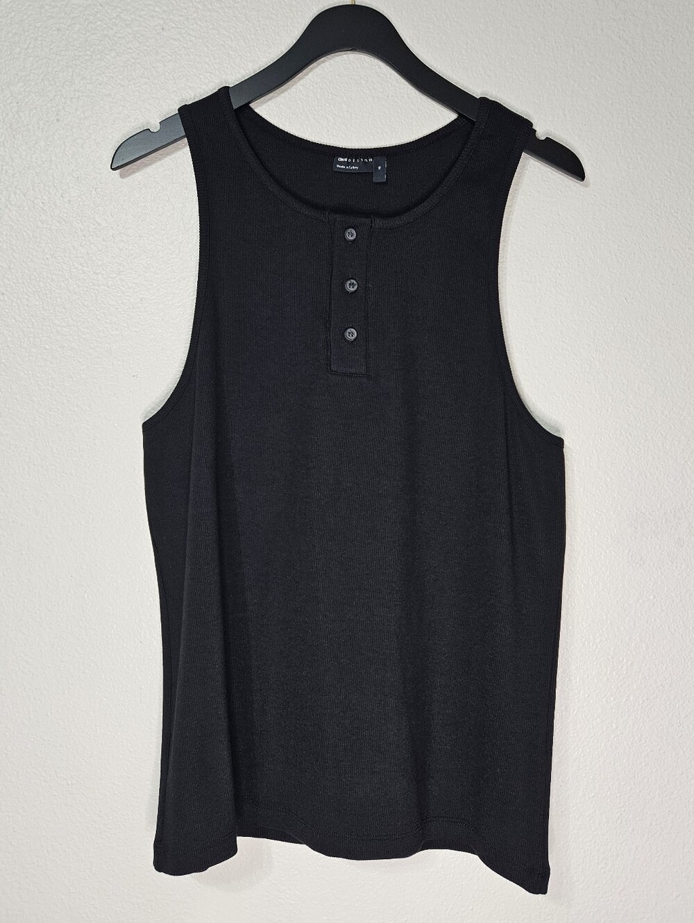 ASOS DESIGN Muscle Fit Henley Ribbed Tank Top